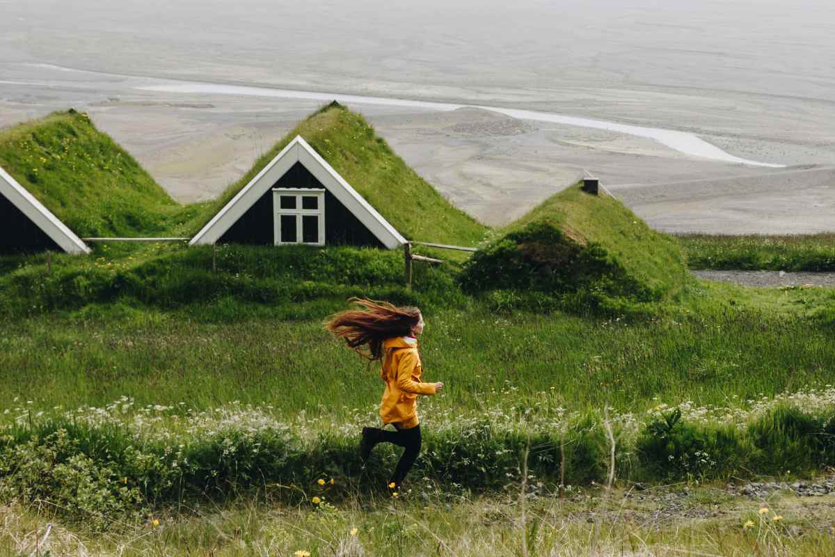 Iceland’s natural landscape and turf-roofed houses