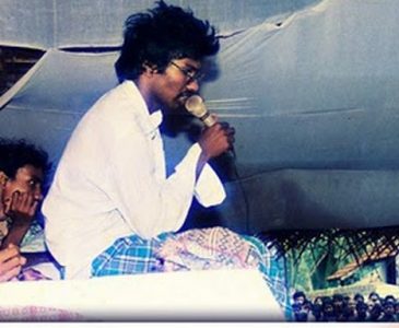Thileepan speaking at a public event; supplied historical photograph
